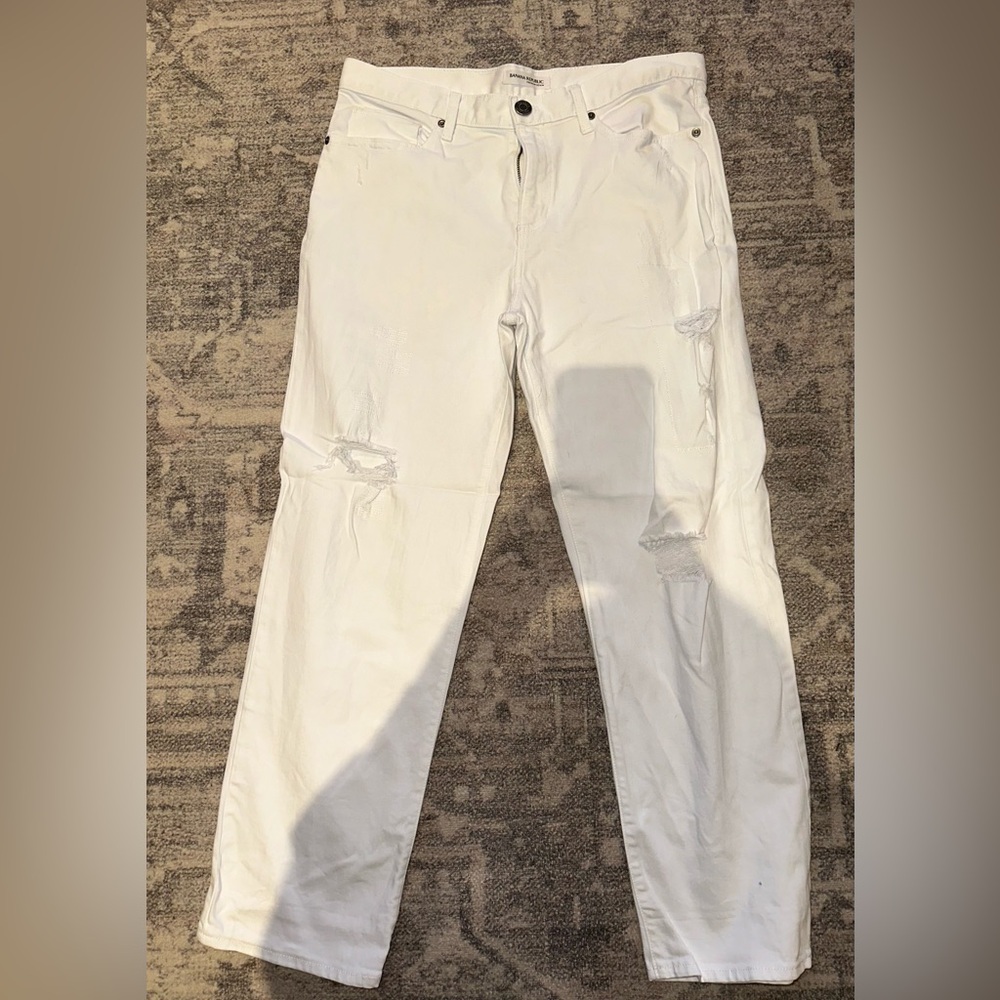 Women Banana Republic White Distressed Jeans